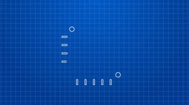 Beyaz çizgi köşe cetvel simgesi mavi arkaplanda izole edildi. Yerleşim alanı, açı cetvel, marangozluk, ölçüm aletleri, ölçek. 4K Video hareketli grafik canlandırması