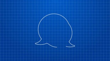 Beyaz çizgi İşçi Kaskı simgesi mavi arka planda izole edildi. 4K Video hareketli grafik canlandırması