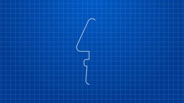 Beyaz çizgi Trowel simgesi mavi arkaplanda izole edildi. 4K Video hareketli grafik canlandırması