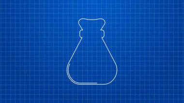 Beyaz çizgi Para Çantası mavi arka planda, yonca folyo yaprağı simgesi izole edilmiş. Aziz Patrick gününüz kutlu olsun. Ulusal İrlanda bayramı. 4K Video hareketli grafik canlandırması