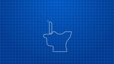 Beyaz çizgi Sanal gerçeklik gözlüğü simgesi mavi arkaplanda izole edildi. Stereoskopik 3D VR maskesi. Optik baş monte edildi. 4K Video hareketli grafik canlandırması