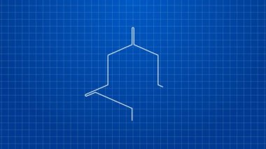 Beyaz çizgi 3D modelleme simgesi mavi arkaplanda izole edildi. Artırılmış gerçeklik mi yoksa sanal gerçeklik mi? 4K Video hareketli grafik canlandırması