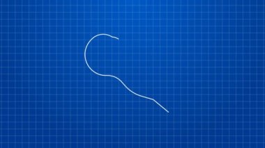 Beyaz çizgi sihirli asa simgesi mavi arkaplanda izole edildi. Sihirli değnek, asa, değnek, değnek. 4K Video hareketli grafik canlandırması