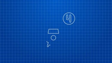 Beyaz Hat Online bilet rezervasyonu ve uygulama arayüzü simgesi satın alma mavi arka planda izole edildi. E-bilet siparişi. Elektronik tren bileti ekranda. 4K Video hareketli grafik canlandırması