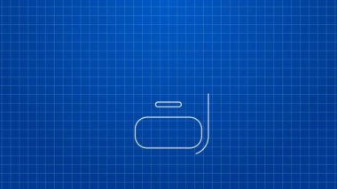 Beyaz çizgi kablo araba simgesi mavi arkaplanda izole edildi. Füniküler işaret. 4K Video hareketli grafik canlandırması