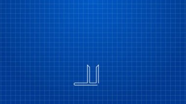 Beyaz çizgi ünlem işareti kare çerçeve simgesi mavi arkaplanda izole edildi. Tehlike uyarısı, dikkat, dikkat, tehlike uyarısı önemli bir işaret. 4K Video hareketli grafik canlandırması