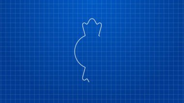 Beyaz çizgi Candy simgesi mavi arkaplanda izole edildi. Mutlu Noeller ve mutlu yıllar. 4K Video hareketli grafik canlandırması