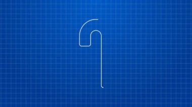 Mavi arka planda izole edilmiş çizgili beyaz çizgili Noel şekeri çubuğu. Mutlu Noeller ve mutlu yıllar. 4K Video hareketli grafik canlandırması