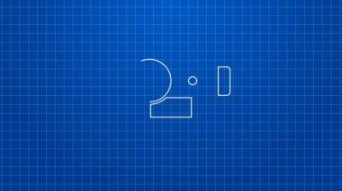 Beyaz çizgi web kamera simgesi mavi arkaplanda izole edildi. Sohbet kamerası. Web kamerası simgesi. 4K Video hareketli grafik canlandırması