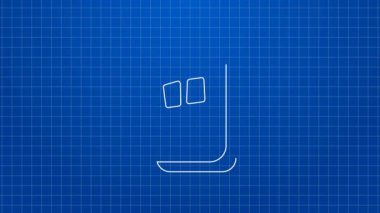 Beyaz çizgi Mahjong parçaları mavi arkaplanda izole edilmiş. Çin mahjong kırmızı ejderha oyunu emojisi. 4K Video hareketli grafik canlandırması