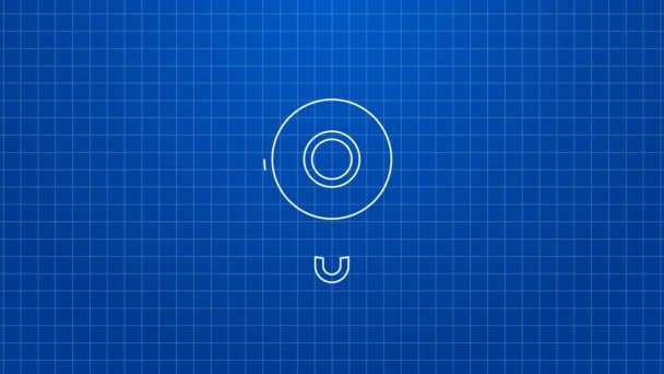 White line Target sport icon isolated on blue background. Clean target with numbers for shooting range or shooting. 4K Video motion graphic animation — Stock Video