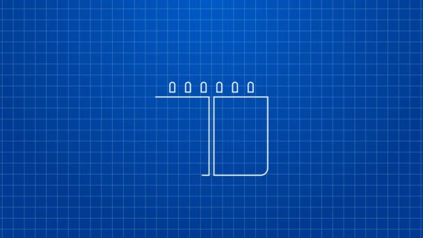 Marcador mecánico Sport de línea blanca y icono de visualización de resultados aislado sobre fondo azul. Animación gráfica de vídeo 4K — Vídeos de Stock