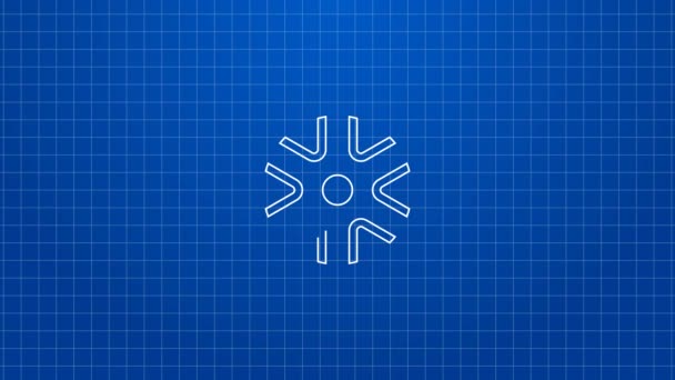 Bílá čára Auto kolo ikona izolované na modrém pozadí. Grafická animace pohybu videa 4K — Stock video
