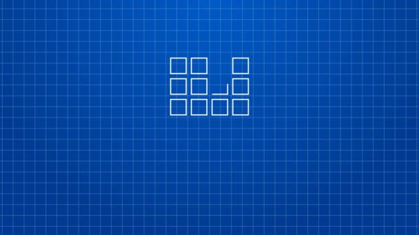Bílá čára Volejbalová síť ikona izolované na modrém pozadí. Grafická animace pohybu videa 4K
