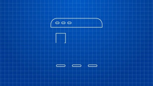 Beyaz çizgi çevrimiçi alışveriş mavi arkaplanda izole edilmiş ekran simgesi. Konsept e-ticaret, e-ticaret, online iş pazarlama. 4K Video hareketli grafik canlandırması — Stok video