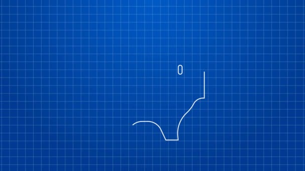 Біла лінія значок скарбнички ізольовано на синьому фоні. Піктограма збереження або накопичення грошей, інвестицій. 4K Відео рух графічна анімація — стокове відео