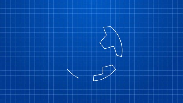 Weiße Linie Erdglobus-Symbol isoliert auf blauem Hintergrund. Welt- oder Erdzeichen. Globales Internetsymbol. Geometrische Formen. 4K Video Motion Grafik Animation — Stockvideo