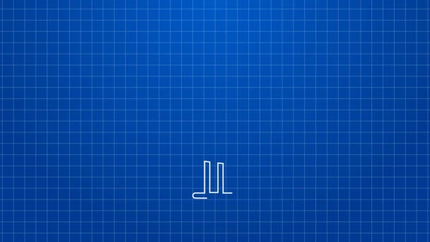 Weiße Linie Baum-Symbol isoliert auf blauem Hintergrund. Symbol Wald. 4K Video Motion Grafik Animation — Stockvideo