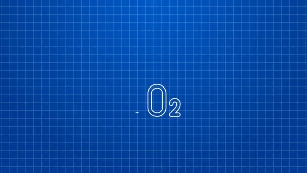 Викиди CO2 білої лінії в хмарній піктограмі ізольовані на синьому фоні. Формула вуглекислого газу, концепція забруднення смогу, концепція навколишнього середовища. 4K Відео рух графічна анімація — стокове відео