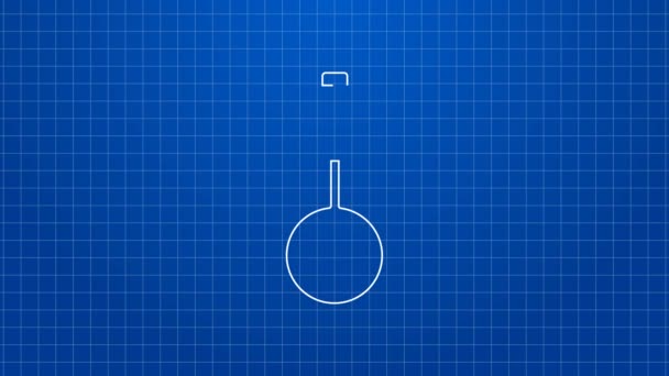 Witte lijn Spatel pictogram geïsoleerd op blauwe achtergrond. Keuken spatel icoon. BBQ spatel teken. Barbecue en grill gereedschap. 4K Video motion grafische animatie — Stockvideo