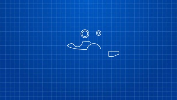 White line Cooking pot icon isolated on blue background. Boil or stew food symbol. 4K Video motion graphic animation — Stock Video