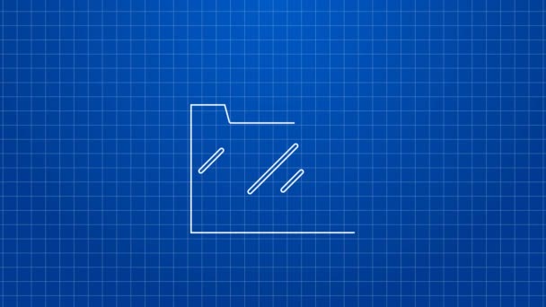 Icona Forno linea bianca isolata su sfondo blu. Fornello a gas segno forno. Animazione grafica 4K Video motion — Video Stock