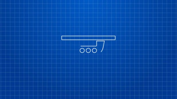 Weiße Linie Slow-Cooker-Symbol isoliert auf blauem Hintergrund. Elektrische Pfanne. 4K Video Motion Grafik Animation — Stockvideo