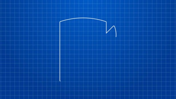 Biała linia Deska do cięcia i ikona nóż izolowane na niebieskim tle. Cięcie symbolu deski. Symbol sztućców. 4K Animacja graficzna ruchu wideo — Wideo stockowe