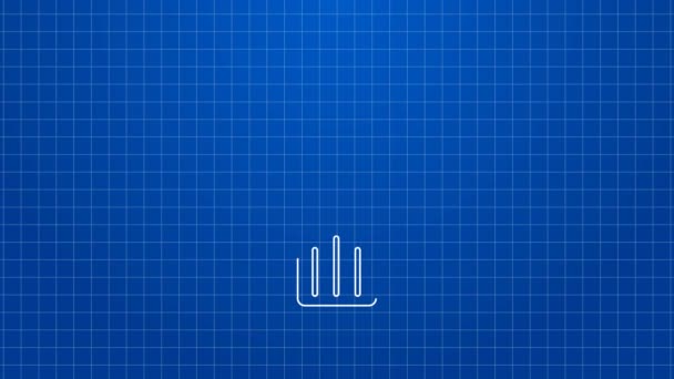 White line Spatula icon isolated on blue background. Kitchen spatula icon. BBQ spatula sign. Barbecue and grill tool. 4K Video motion graphic animation — Stock Video