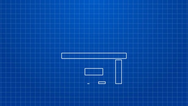 Biała linia Ikona fortepianu odizolowana na niebieskim tle. Instrumenty muzyczne. 4K Animacja graficzna ruchu wideo — Wideo stockowe