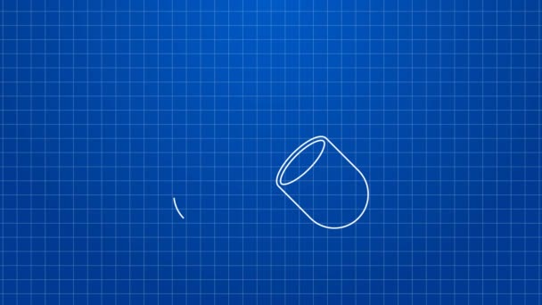 Weiße Linie Schlaftabletten-Symbol isoliert auf blauem Hintergrund. 4K Video Motion Grafik Animation — Stockvideo