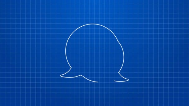 White line Sleepy icon isolated on blue background. Sleepy zzz talk bubble. 4K Video motion graphic animation — Stock Video