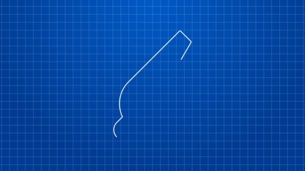Witte lijn Fluit pictogram geïsoleerd op blauwe achtergrond. Scheidsrechter symbool. Fitness en sport teken. 4K Video motion grafische animatie — Stockvideo