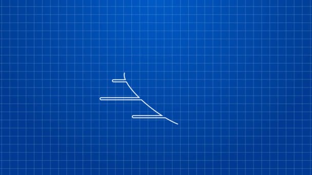 Witte lijn Hockey puck pictogram geïsoleerd op blauwe achtergrond. 4K Video motion grafische animatie — Stockvideo