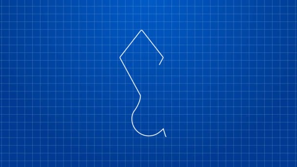 Bílá čára ikona draka izolované na modrém pozadí. Grafická animace pohybu videa 4K — Stock video