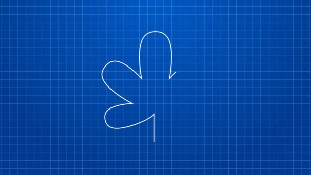 Bílá čára Kaštanový list ikona izolované na modrém pozadí. Grafická animace pohybu videa 4K — Stock video