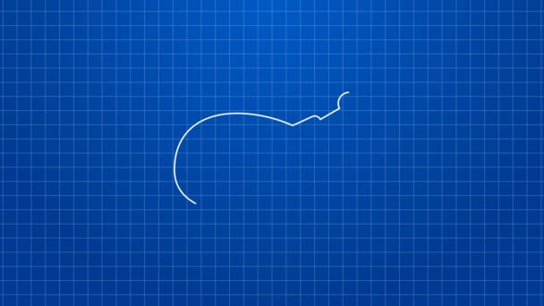 Linea bianca Icona di tacchino arrosto o pollo isolata su sfondo blu. Animazione grafica 4K Video motion — Video Stock