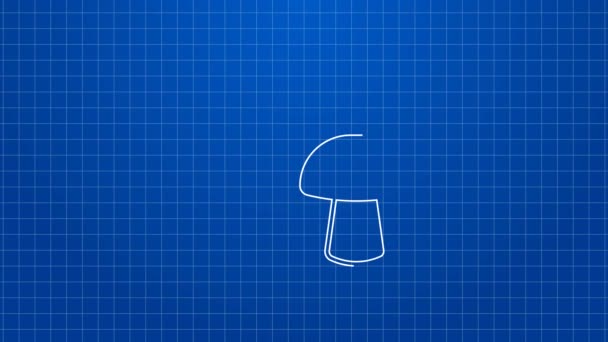 White line Mushroom icon isolated on blue background. 4K Video motion graphic animation — Stock Video