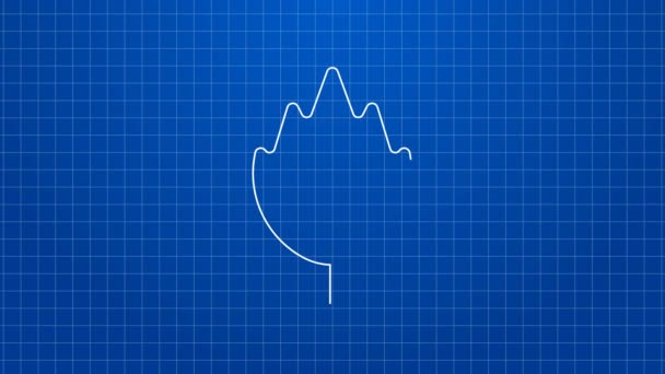 Biała ikona liści odizolowana na niebieskim tle. Pozostawia znak. Świeży naturalny symbol produktu. 4K Animacja graficzna ruchu wideo — Wideo stockowe