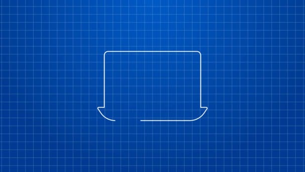 Beyaz çizgi Online video simgesi mavi arkaplanda izole edildi. Dizüstü bilgisayar ve oyun işaretli film şeridi. 4K Video hareketli grafik canlandırması — Stok video