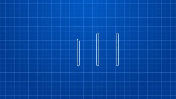 Biała linia Sport pozioma ikona pręta izolowana na niebieskim tle. 4K Animacja graficzna ruchu wideo — Wideo stockowe