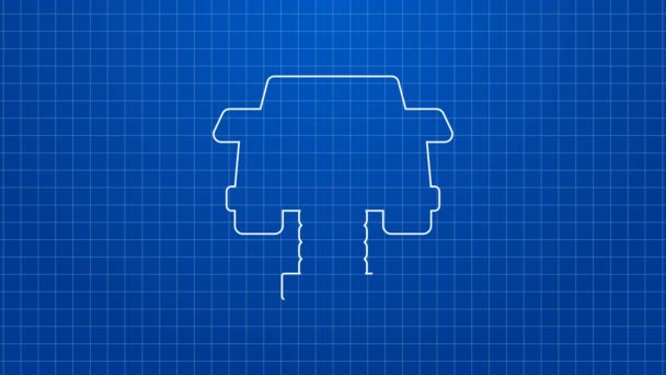 Beyaz çizgi Swing arabası mavi arka planda izole edilmiş oyun alanı simgesinde. Çocuklardan oluşan atlı karınca. Eğlence ikonu. 4K Video hareketli grafik canlandırması — Stok video