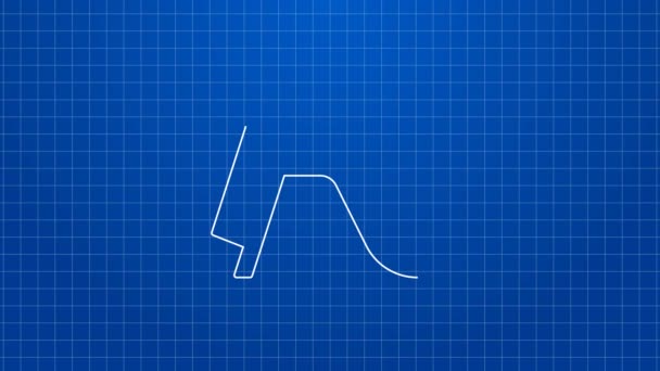 Witte lijn Schuif speeltuin pictogram geïsoleerd op blauwe achtergrond. Kinderen glijden. 4K Video motion grafische animatie — Stockvideo