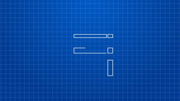 Icono de banco de línea blanca aislado sobre fondo azul. Animación gráfica de vídeo 4K — Vídeo de stock