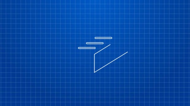 Bílá čára Ikona cihly izolované na modrém pozadí. Grafická animace pohybu videa 4K — Stock video