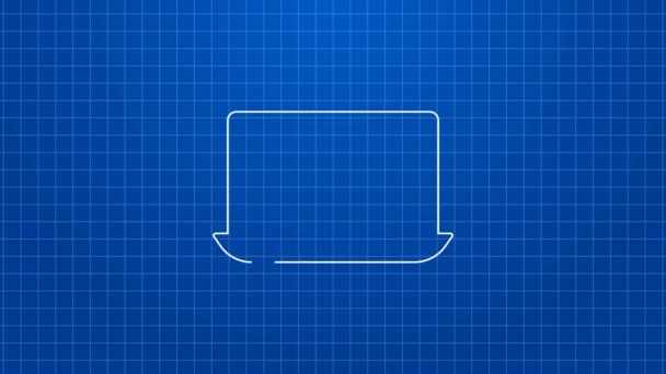 Biała linia ikona hełmu bezpieczeństwa pracowników izolowana na niebieskim tle. 4K Animacja graficzna ruchu wideo — Wideo stockowe