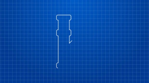 Biała linia Przemysł metaliczna ikona rury izolowana na niebieskim tle. Rurociągi hydrauliczne o różnych kształtach. 4K Animacja graficzna ruchu wideo — Wideo stockowe