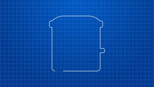 White line Paint bucket icon isolated on blue background. 4K Video motion graphic animation — Stock Video