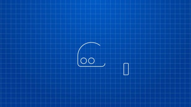 White line Roulette construction icon isolated on blue background. Tape measure symbol. 4K Video motion graphic animation — Stock Video