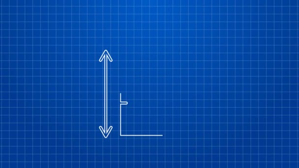 Witte lijn House plan icoon geïsoleerd op blauwe achtergrond. 4K Video motion grafische animatie — Stockvideo
